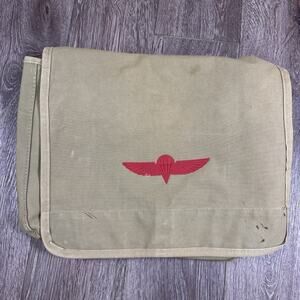 Vintage Banana Republic Israeli Paratrooper Bag Military Sachel Beige Canvas